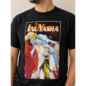 Inuyasha Sesshomaru Duo Graphic T-Shirt Mens Unisex Medium Anime Tee Black